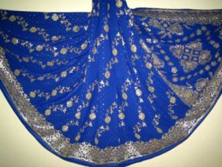 Indian Glittery Sari Fabric DarkBlue BellyDance Curtain