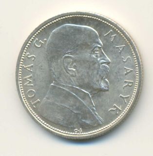 Czechoslovakia Tomas Masaryk Silver 10 Korun 1928 UNC