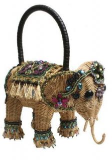MARY FRANCES Elephant Straw New Delhi Bag Resort 2012 Bag Handbag