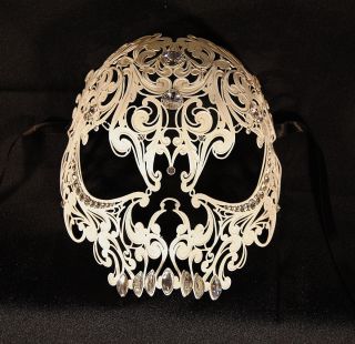  venetian mask white AUTHENTIC swarovski Skull mask Mens masquerade