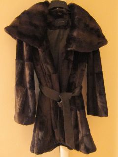 Tahari Marla Faux Fur Wrap Coat XS
