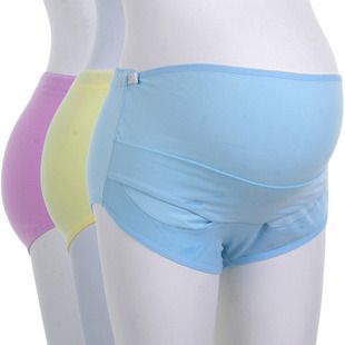 Set of Maternity Pregnancy Tummy Support Cotton Underwear Blue Yellow