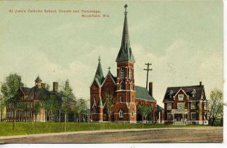 Marshfield Wisconsin St Johns Catholic School Postcard