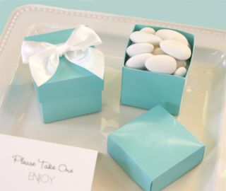 12 Tiffany Blue Mini Cube Wedding Party Favor Boxes