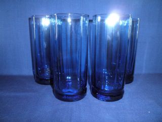 Blue 16oz Drinking Glasses Set of 4 Colored Glasses
