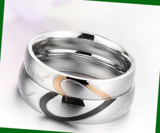 Heart Shape Matching Titanium Steel Promise Ring Couple Wedding Bands