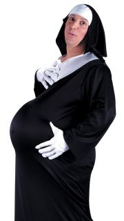 Mens Funny Pregnant Nun Halloween Costume