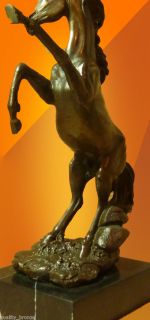 Mature Rearing Horse in Pure Bronze on A Black Marble Base