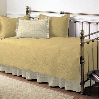 Trellis Maize 5 pc Daybed Cover Set Quilt Bedskirt Ruffled Quilted