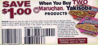 20 $1 2 Maruchan Yakisoba Products Coupons Exp 7 31 12