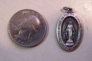 Sterling Silver Medal O Mary Conceived Without Sin