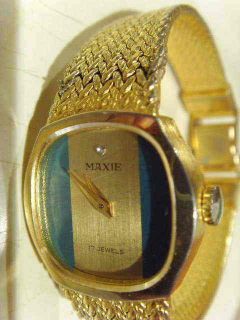 Vintage Ladies Maxie 17 Jewels Diamond Chip Dial Watch