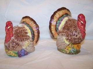 Fitz & Floyd Autumn Bounty Thanksgiving Turkey Pair Ceramic