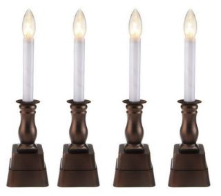 Bethlehem Lights Set of 4 Battery Op Window Candles Brushed Bronze