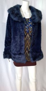 Von Maur Sioni Faux Fur Coat Midnight Blue Luxury Couture Line $139 00