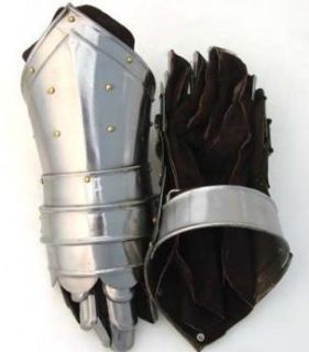 Leather Metal Gauntlet Armor Gloves Costume Medieval