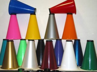 25 Plastic Megaphones Caps Choose Your Colors Mfg USA Lead Free No BPA