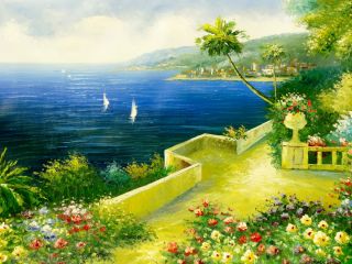 Mediterranean Flower Garden Is A Large Original Oil Painting by