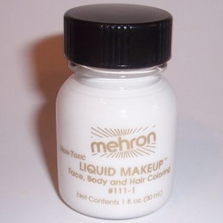 White Body Hair Liquid Makeup Mehron Face Paint Color Halloween