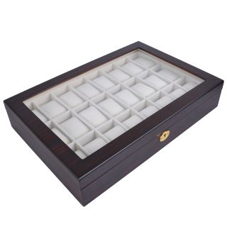 Mens Watch Display Glass Top Case Organizer Collector Jewelry Box