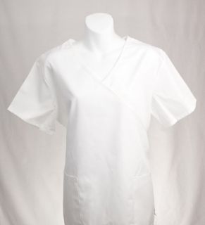 White Mock Wrap Scrub Top XS XSmall Medical Nursing Scrubs New
