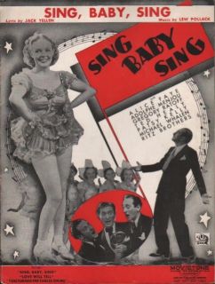 1936 Alice Faye Film Song Sing Baby Sing Jack Yellen Lew Pollack Ritz