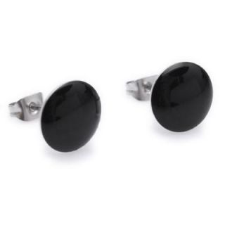 Black Circle Beauty Stainless Steel Stud Hoop Mens Earrings E104