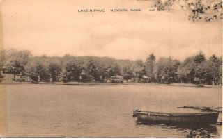 Early Residences on Lake Nipmuc Mendon MA Postcard