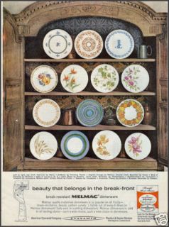 1964 Melmac Vintage Melamine Dinnerware Ad 14 Brands Patterns Shown