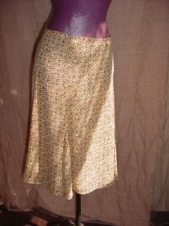 Norton Mcnaughton Self Lined Skirt Sheer Beige Brown Print Size 8