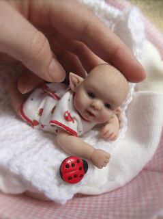  OOAK 4 5 Handsculpted Baby Girl Elf Fae Fairy Doll by Suzanne McRae