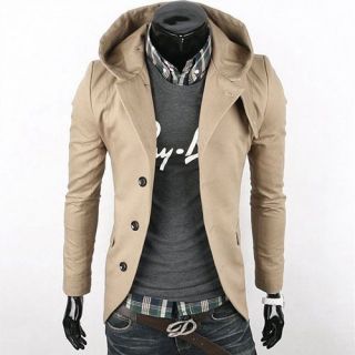 Mens Casual Slim Blazer Hoodie Suit Top Coat Jacket X09 Size M XXL