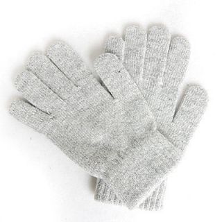 Mens Winter Gloves Gray Wool Soft Stretch Knit Sz Large