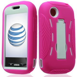 ZTE AVAIL MERIT 990G ARMOR 2 in 1 Kickstand Double Layer Pink White
