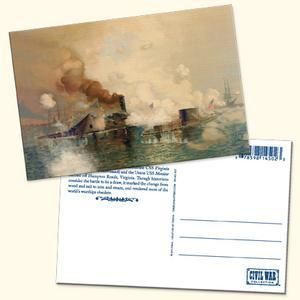Monitor and Merrimac Lenticular Postcard Civil War New