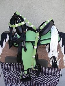 15 New Lime Green Synthetic Cordura Western Saddle Package