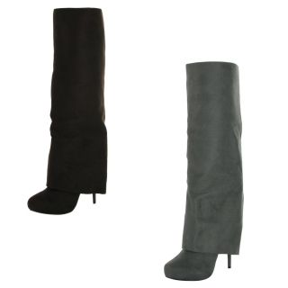 Michael Antonio Okal Womens Faux Suede Knee High Cuff Boots