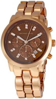 Michael Kors Watch Rose Gold Tone s Steel Chrono MOP Dial Crystals