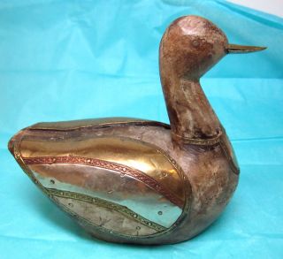 Wonderful Hand Crafted Duck Made of Wood and Metal