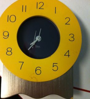 Michael Graves Table Clock Silver Wood Yellow Circle Alarm Art Deco