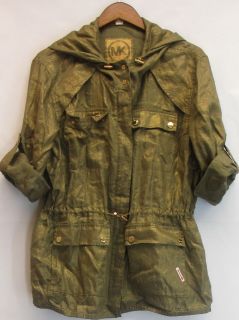 MICHAEL Michael Kors Sz L Hooded Linen Anorak Jacket Safari Green NEW
