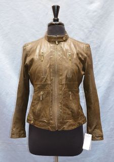 New Auth Michael Kors Leather Motorcycle Style Jacket Size L 495 00
