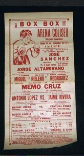 RARE 1973 Mexican Boxing Poster Sanchez Limon Ruben Garcia