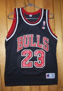 Vintage Champion NBA Michael Jordan Bulls 23 Black Jersey Sz 40
