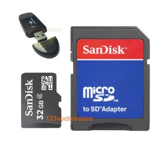 Sandisk 32GB 32G Micro SDHC SD HC Class 4 Memory Card Case Adapter USB