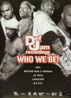 Def Jam Promo Poster Ad DMX Method Man Ludacris Mint