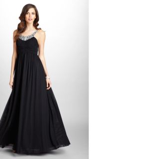 Mikael Aghal Sleeveless Beaded Evening Black Gown Dress Sz 2 New $682