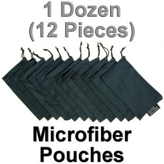 12 Microfiber Pouch Sunglass Eyeglass Soft Case Black