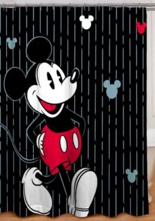 Disney Mickey Mouse Tuxedo Shower Curtain and 12 Shower Curtain Hooks