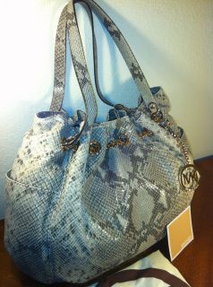 MICHAEL BY MICHAEL KORS JET SET CHAIN PYTHON EMBOSSED LINED TOTE